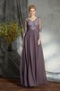 Robe mère de mariée naturel a-ligne v encolure longueur au ras du sol de princesse - 5