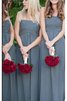 Gerüschtes Prinzessin Ärmelloses Empire Taille Bodenlanges Brautjungfernkleid - 1