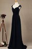 Robe demoiselle d'honneur plissé avec manche épeules enveloppants a-ligne ruché - 2