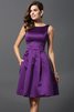Robe demoiselle d'honneur courte col u profond manche nulle en satin a-ligne - 13