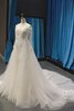 Robe de mariée avec manche longue encolure ronde élégant textile en tulle luxueux - 3