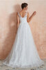 Robe de mariée de col en v éblouissant avec décoration dentelle romantique vintage - 4