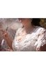 Abito da Sposa V-Scollo in Chiffon in Pizzo A-Line Semplice A Terra - 4