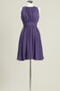 Robe demoiselle d'honneur bref col ras du cou a-ligne manche nulle - 3