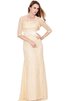 Reißverschluss Spitze Satin langes Brautmutterkleid mit Bordüre mit natürlicher Taille - 1