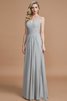 Prinzessin Normale Taille Bodenlanges Brautjungfernkleid aus Chiffon mit V-Ausschnitt - 4