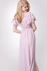 Robe demoiselle d'honneur facile longueru au niveau de sol en chiffon ruché de col en v - 5
