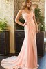 Vestido de Fiesta de Corte-A de Abalorio de Espalda con ojo de cerradura de Natural - 1
