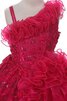 Empire Taille A-Line Paillette Reißverschluss wadenlanges Blumenmädchenkleid - 2