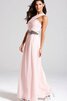 Abito da Damigella con Fusciacca in Chiffon A-Line monospalla Lungo Moderno - 2