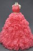 Tüll Herz-Ausschnitt Satin bodenlanges Quinceanera Kleid mit Rücken Schnürung mit Bordüre - 1