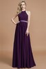 Robe demoiselle d'honneur manche nulle avec zip ruché jusqu'au sol en chiffon - 18