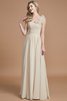 Robe demoiselle d'honneur naturel jusqu'au sol avec chiffon manche nulle a-ligne - 11