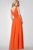Plissiertes A-Line langes prächtiges Brautjungfernkleid aus Chiffon mit Rüschen - 4