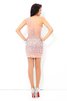 Elastischer Gewebter Satin One Schulter Ärmelloses Glamouröses Mini Cocktailkleid - 2