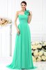 Robe demoiselle d'honneur plissage avec fleurs avec chiffon ligne a au drapée - 15