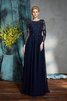 3 /4 Länge Ärmeln Normale Taille Bodenlanges Brautmutterkleid aus Chiffon mit Applike - 1