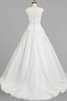 Robe de mariée avec manche courte en organza de traîne moyenne avec perle a-ligne - 3