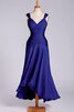 Robe demoiselle d'honneur plissage avec sans manches en chiffon ligne a encolure ronde - 3