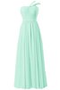 Robe demoiselle d'honneur plissage naturel jusqu'au sol avec chiffon ruché - 1