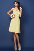 Natürliche Taile Chiffon Nackenband A-Line Kurzes Brautjungfernkleid - 8