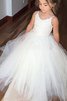 Robe de cortège enfant naturel avec fleurs en tulle jusqu'au sol de mode de bal - 2