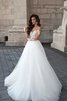 Juwel Ausschnitt A-Line Herz-Ausschnitt lange Ärmeln schulterfrei Elegantes Brautkleid - 3