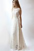 Robe de mariée elégant romantique avec zip col ras du cou ligne a - 1