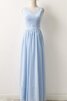 Abito da Damigella Cerniera Semplice in Chiffon Elegante con Increspature Lungo - 1