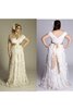 Sweep Zug A-Line einfaches bodenlanges Brautkleid mit Applike mit Gürtel - 1