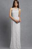 Robe demoiselle d'honneur manche nulle jusqu'au sol col ras du cou avec décoration dentelle - 6