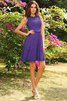 Robe demoiselle d'honneur courte naturel encolure ronde avec zip a-ligne - 24