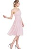 Gerüschtes Ein Schulter Chiffon Reißverschluss knielanges Abiballkleid ohne Ärmeln - 3
