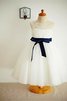 Robe de cortège enfant naturel col u profond de princesse en tulle avec fleurs - 1