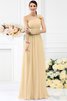 Reißverschluss Chiffon Sittsames Brautjungfernkleid ohne Ärmeln mit Blume - 6