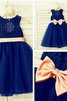 Normale Taille Prinzessin Schaufel-Ausschnitt Blumenmädchenkleid mit Blume mit Bordüre - 5