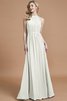 Robe demoiselle d'honneur naturel a-ligne manche nulle en chiffon de princesse - 21