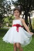 Robe de cortège enfant courte en organza avec sans manches a-ligne avec fleurs - 1