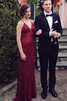 Enganliegendes rückenfreies Paillette Ballkleid mit V-Ausschnitt mit natürlicher Taille - 1
