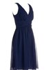 Vestido de Dama de Honor de Corte-A de Plisado de Cremallera de Natural de Corto - 3