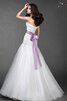 Abito da Sposa in Tulle Senza Maniche Allacciato con Perline Lungo con Criss-cross - 3