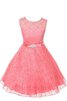 Robe de cortège enfant ligne a col ras du cou manche nulle avec décoration dentelle - 4