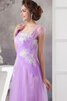 Robe de soirée long appliques bandouliere spaghetti textile en tulle - 5