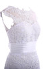 Moderno Vestido de Novia de Pura espalda de Barco de Botón - 5