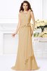 Robe demoiselle d'honneur naturel longue avec fleurs manche nulle de col en v - 6