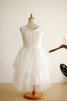 Ärmellos Tüll Normale Taille Prinzessin Blumenmädchenkleid mit Reißverschluss - 2