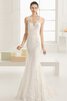 Schaufel-Ausschnitt Meerjungfrau Stil Spitze Ärmelloses luxus Brautkleid mit Applikation - 2