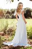 Robe de mariée naturel maillot de col en v en chiffon avec manche épeules enveloppants - 3