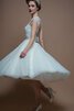 Moderno Vestido de Novia de Apliques de Joya de Botón de Escote redondo - 1