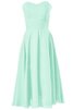 Abito da Damigella con Increspato Cuore con Piega in Chiffon Naturale Senza Maniche - 1